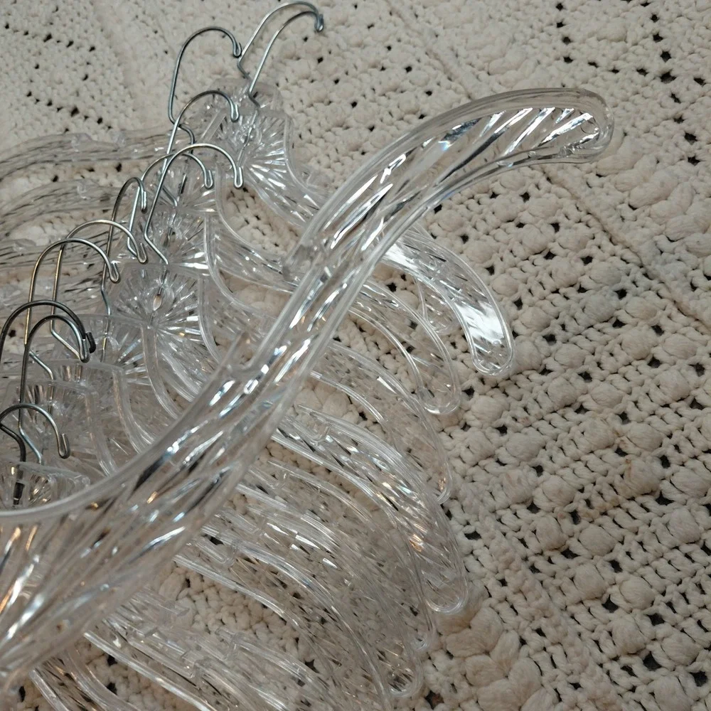 Vtg Lot 14 MCM Clear Plastic Ice Crystal Star Burst Prism Clothes Hangers‎ Retro
